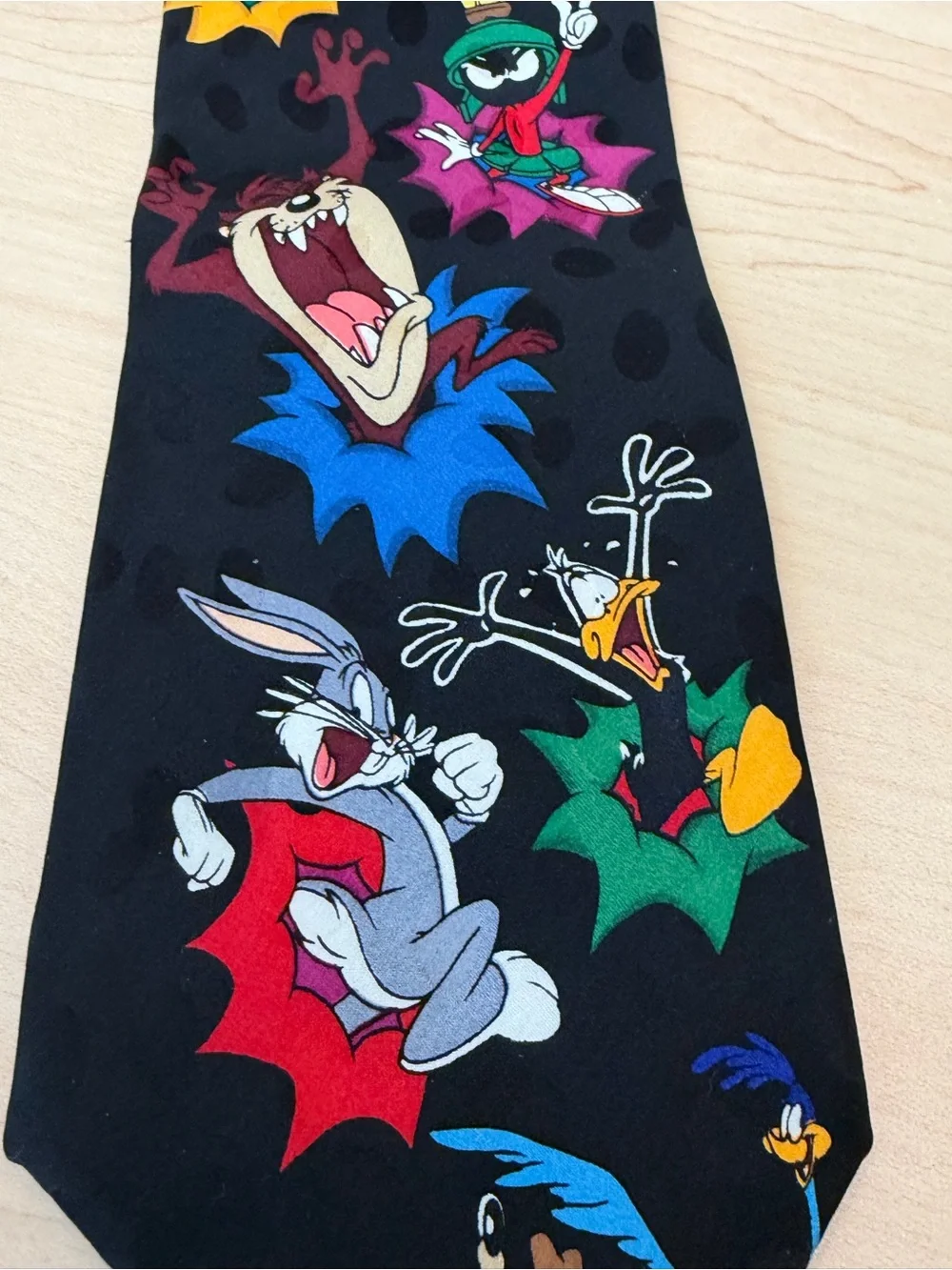 Warner Bros Black Tie with Colorful Looney Tunes Characters
